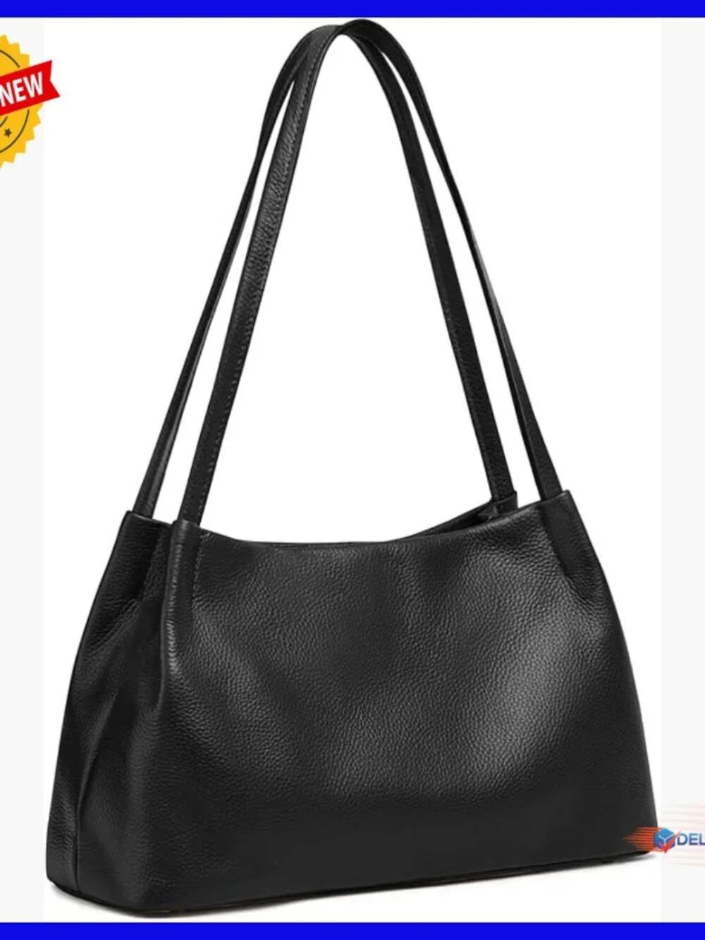 Soft Genuine Leather Hobo Shoulder Bag with Magnetic Closure
